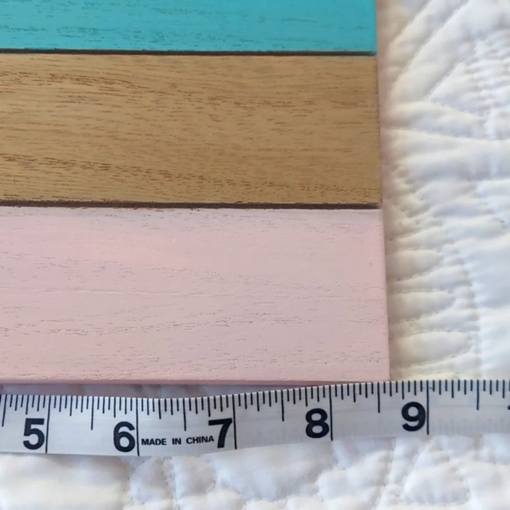 * Hobby Lobby Turquoise, Natural Wood & Pale Pink Striped Photo Frame, Like New